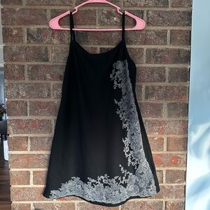 Jalate Y2K Black Spaghetti Strap Dress with Lace Print Detail